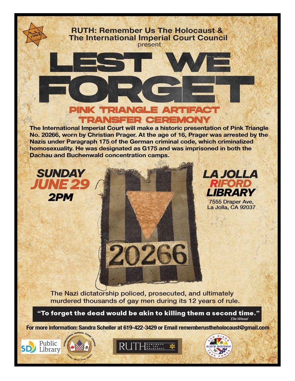 Image for: Pink Triangle Ceremony at RUTH: Remember Us The Holocaust Museum